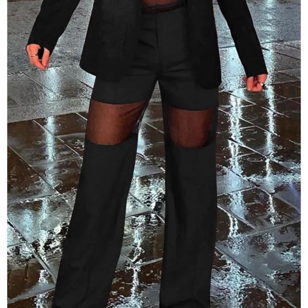 Black Chinos with Sheer Panels